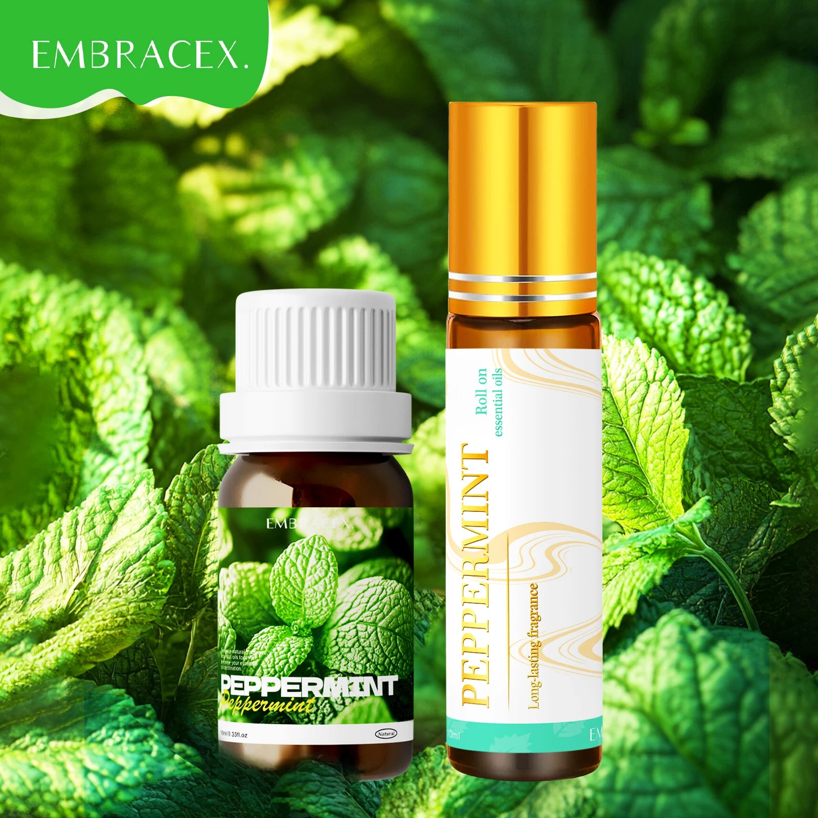 2PC/1PC 10ml Peppermint Essential Oil Roller