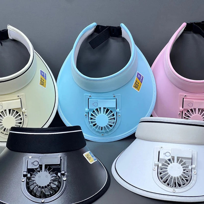 Cooling Fan Sun Hat – Breathable Mesh Wide‑Brim Visor