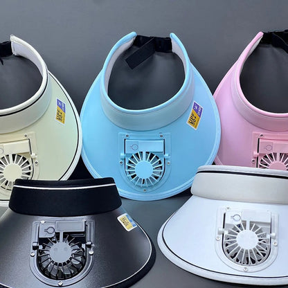 Cooling Fan Sun Hat – Breathable Mesh Wide‑Brim Visor