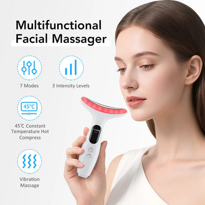 7 Modes Facial Lifting Massager LED Neck Beauty Device Double Chin Remover Heat Therapy Face Skin Rejuvenation