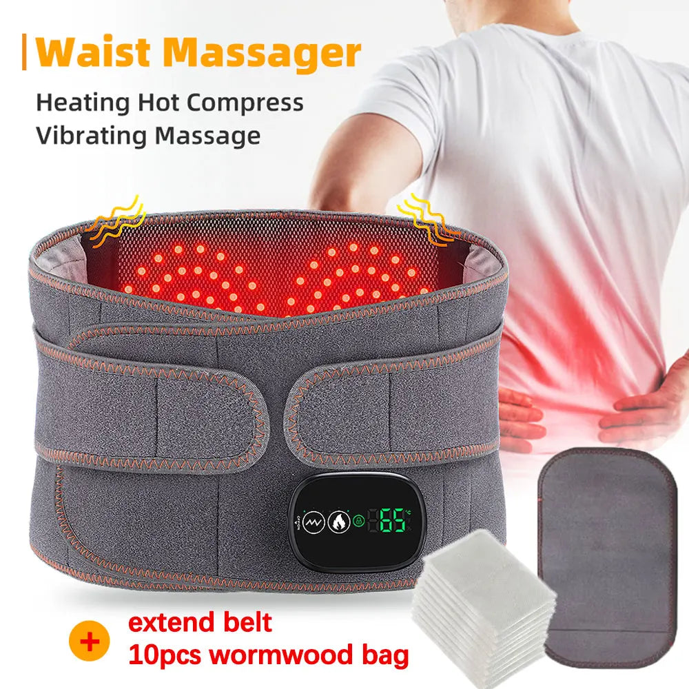 Upgrade Electric Heating Waist Massager Belt – 3‑Gear Vibration &amp; Hot Compress