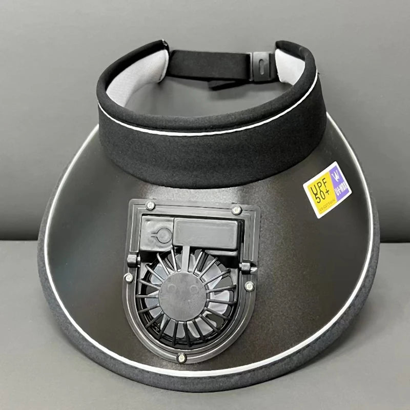 Cooling Fan Sun Hat – Breathable Mesh Wide‑Brim Visor