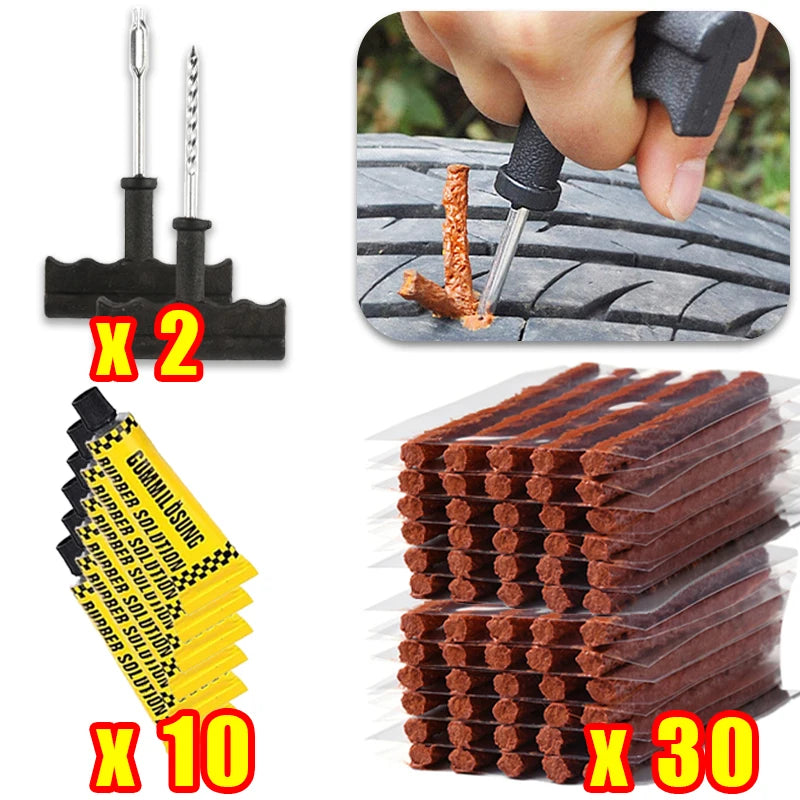 Tubeless Tire Plug Repair Kit – 5‑Piece Plug &amp; Reamer Set
