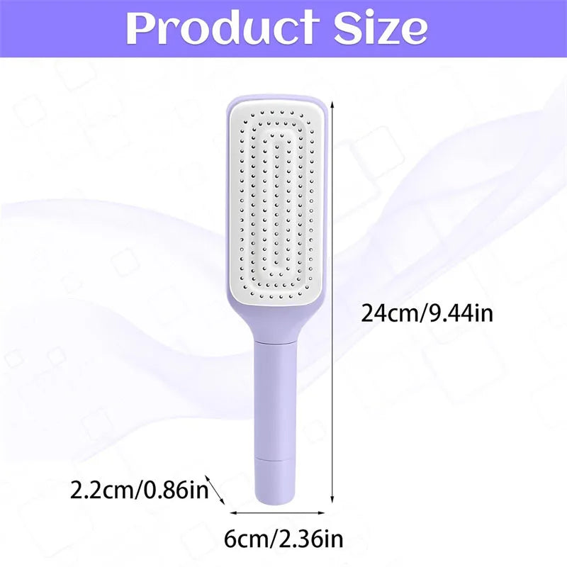 Self-Cleaning Hairbrush Retractable Bristle Hair Brush Anti-Static Sclap Massage Comb One-key Hair Loss Airbag Hair Removal Comb