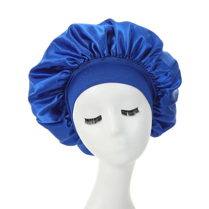 Women Night Sleep Hair Caps. Silky Bonnet Satin Double Layer Adjust Head Cover