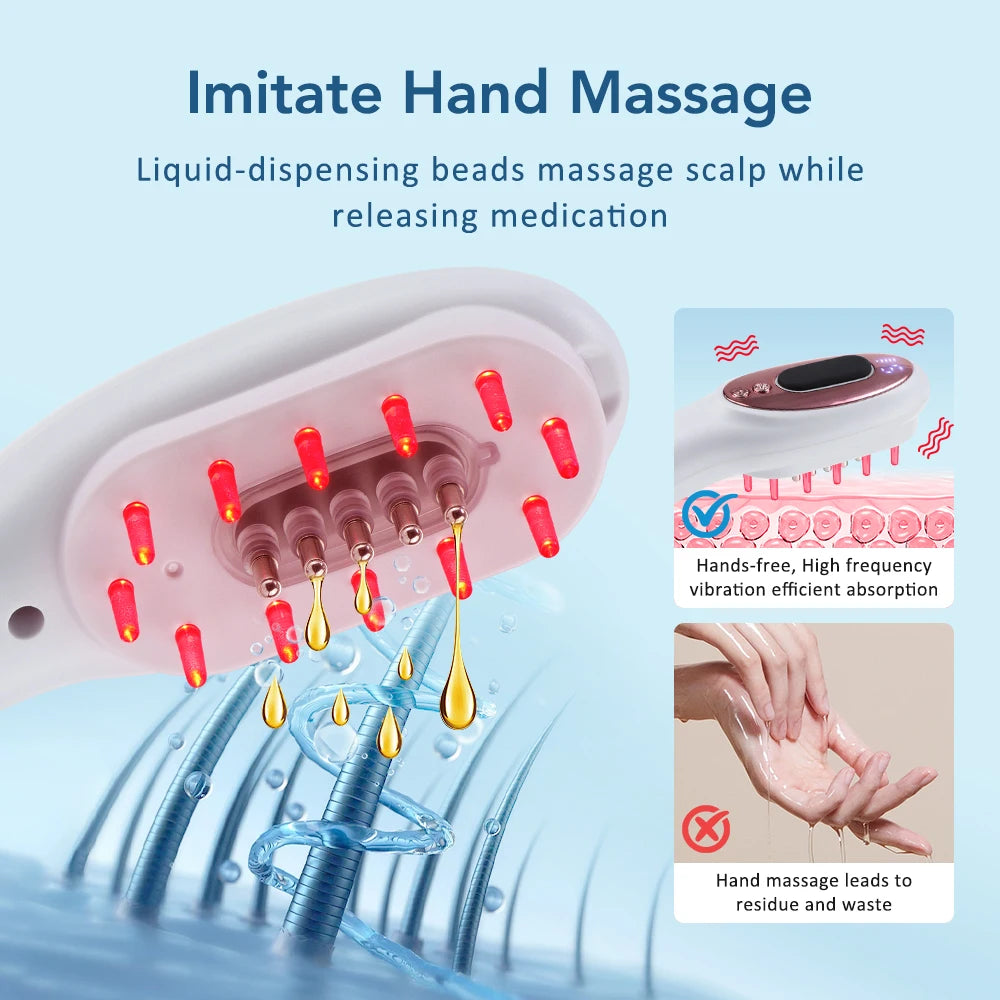 Electric Scalp Massage Comb Red Blue LED Light Vibration Massage Brush