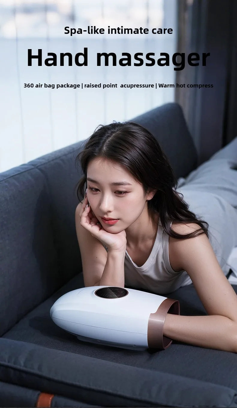 Portable Electric Hand Massager Relaxerly Kneading Wrist Finger Joint Palm With Heat Airbag Wrap Press To Relieve Hand Fatigue
