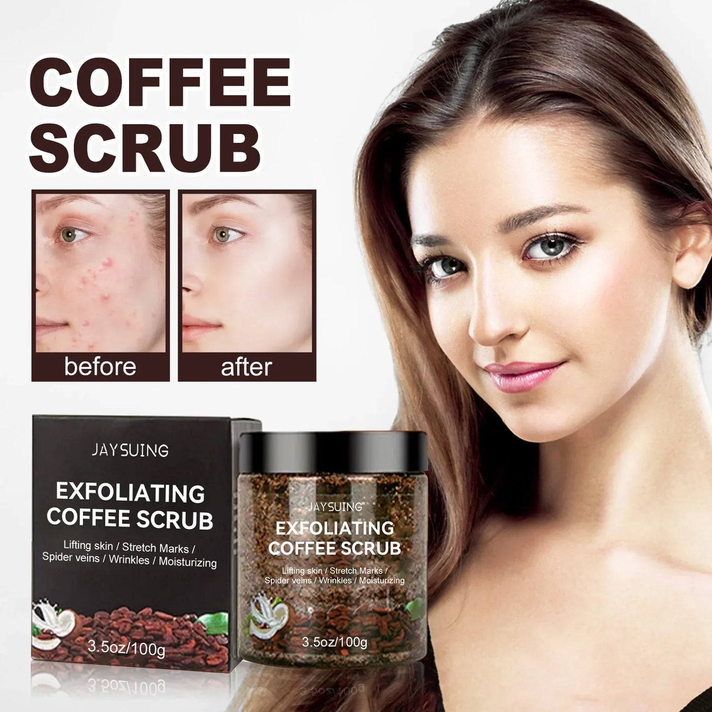 Coffee Scrub for Face Body Exfoliating Brightening Cleaning Dark Spots