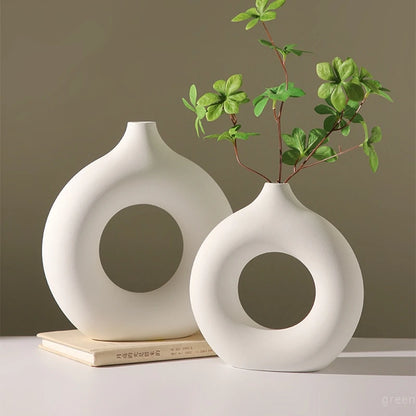 White Ceramic Donut Vase