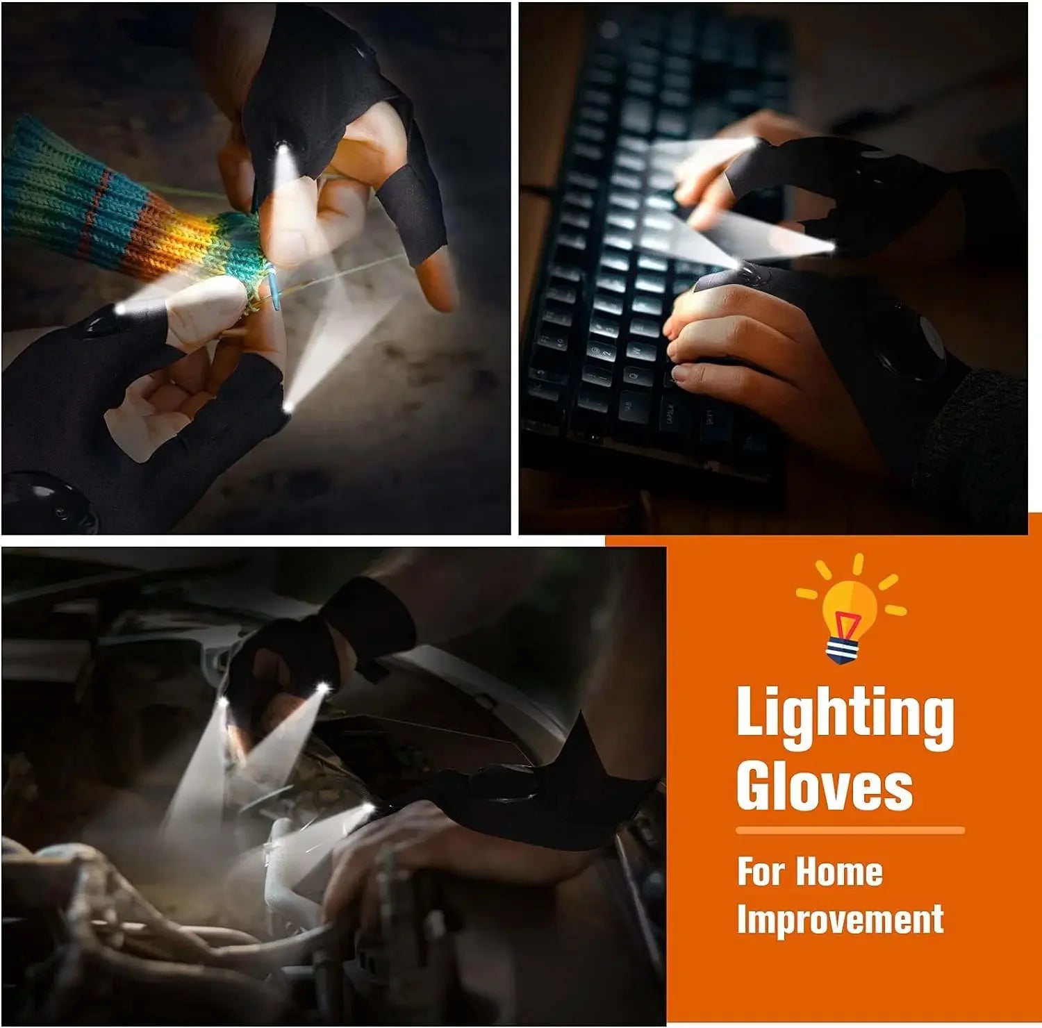 LED Half Finger Waterproof Glove – Built in Flashlight for Outdoor Tasks