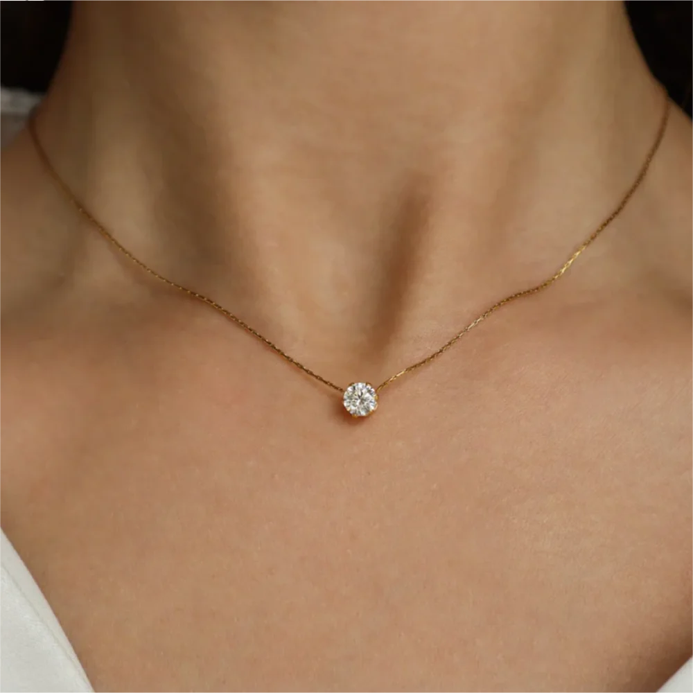 Gold Zircon Minimalist Necklace