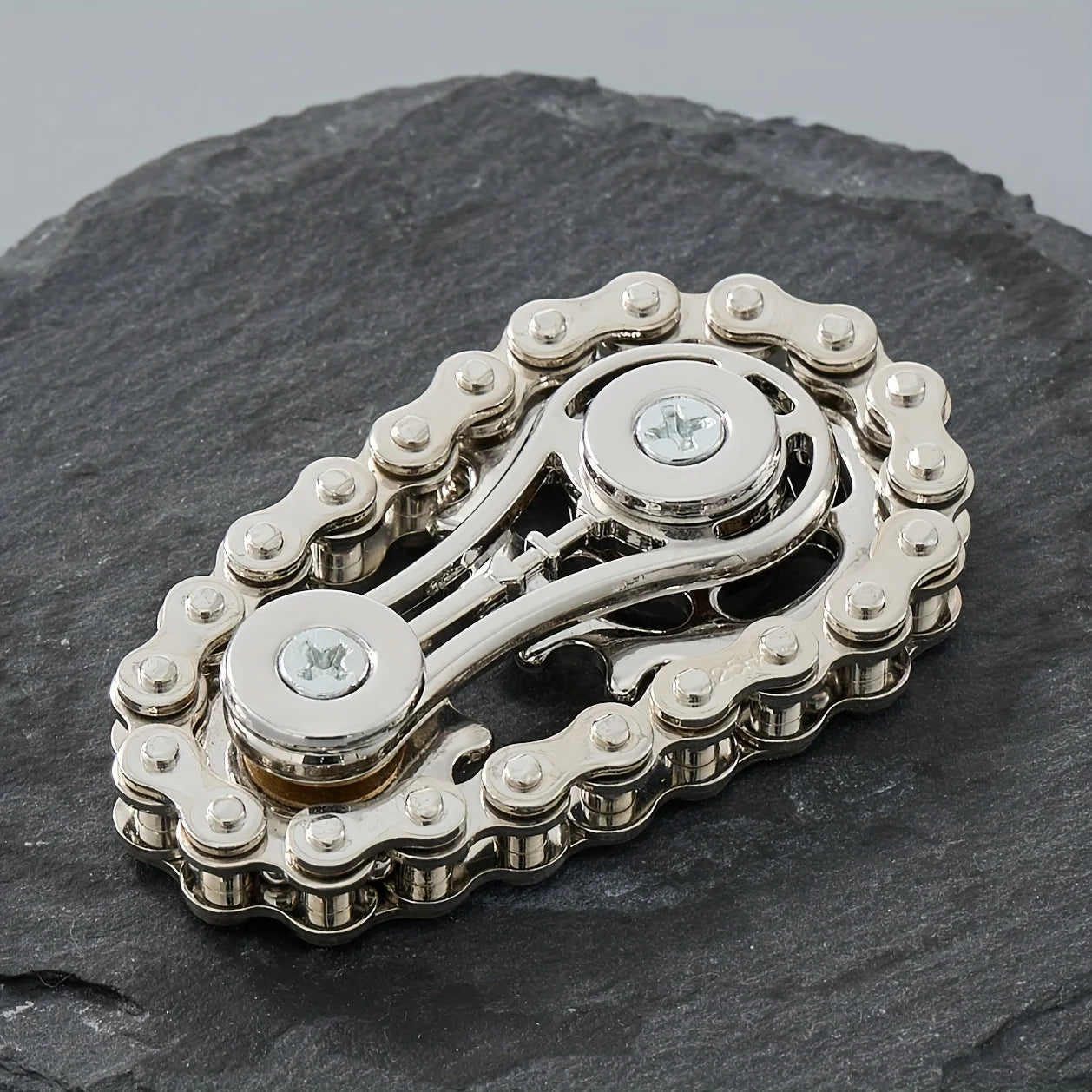 Metal Bike‑Chain Gyro Fidget – Sprocket Flywheel Spinner