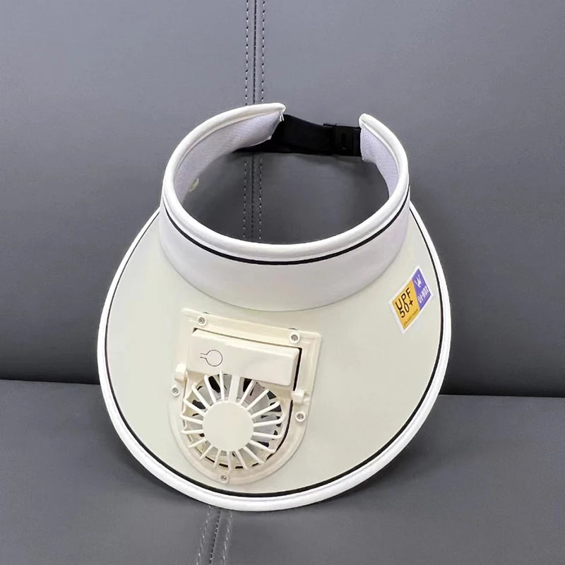 Cooling Fan Sun Hat – Breathable Mesh Wide‑Brim Visor