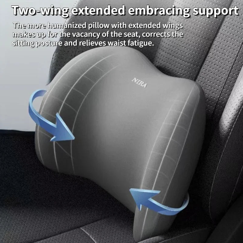 Memory Foam Car Neck &amp; Lumbar Support Pillow – 2‑in‑1 Comfort