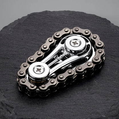 Metal Bike‑Chain Gyro Fidget – Sprocket Flywheel Spinner