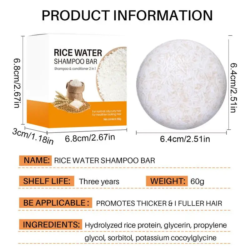 Rice Shampoo Bar Natural Organic Rice Soap for Hair Growth