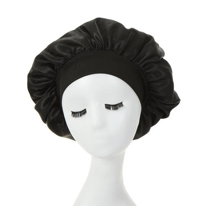 Women Night Sleep Hair Caps. Silky Bonnet Satin Double Layer Adjust Head Cover