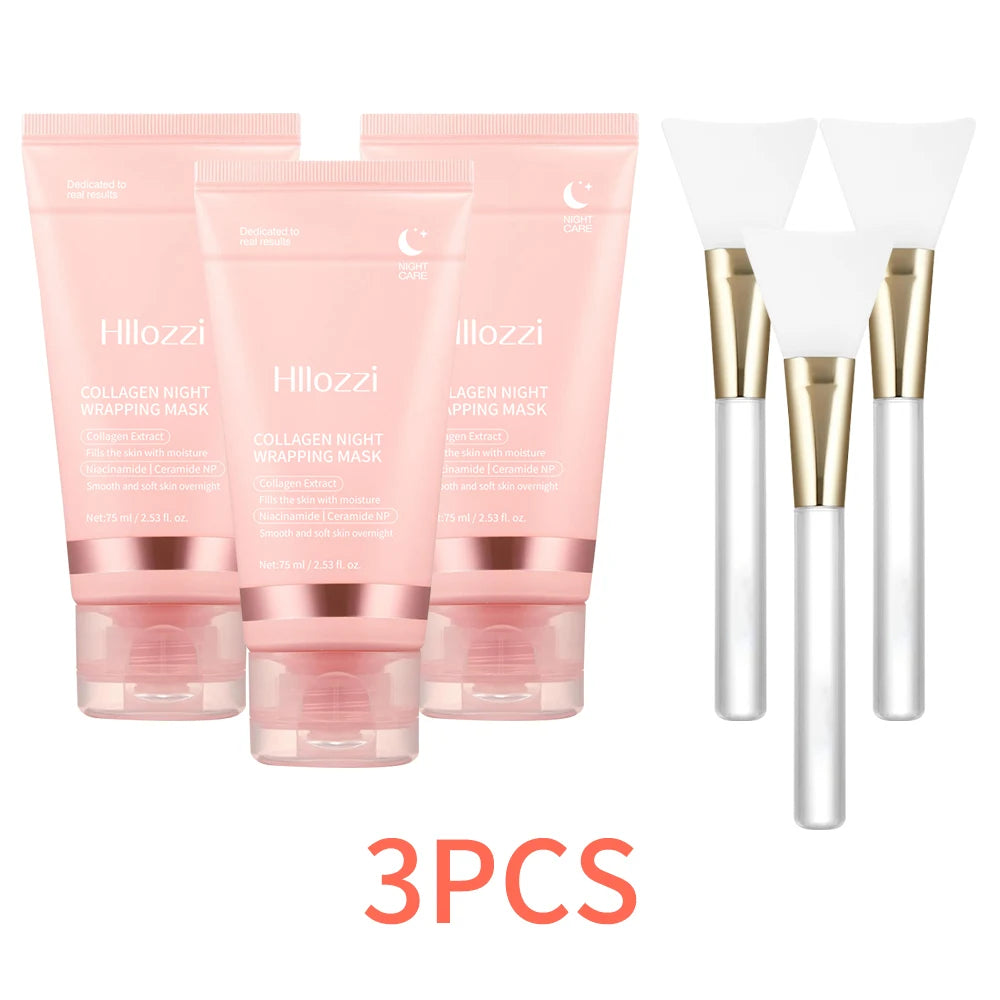 Collagen Overnight Wrap Mask with Jelly Brush Deep Hydrating Moisturizing