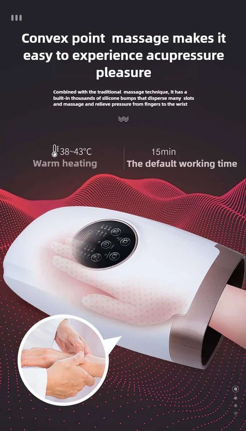 Portable Electric Hand Massager Relaxerly Kneading Wrist Finger Joint Palm With Heat Airbag Wrap Press To Relieve Hand Fatigue