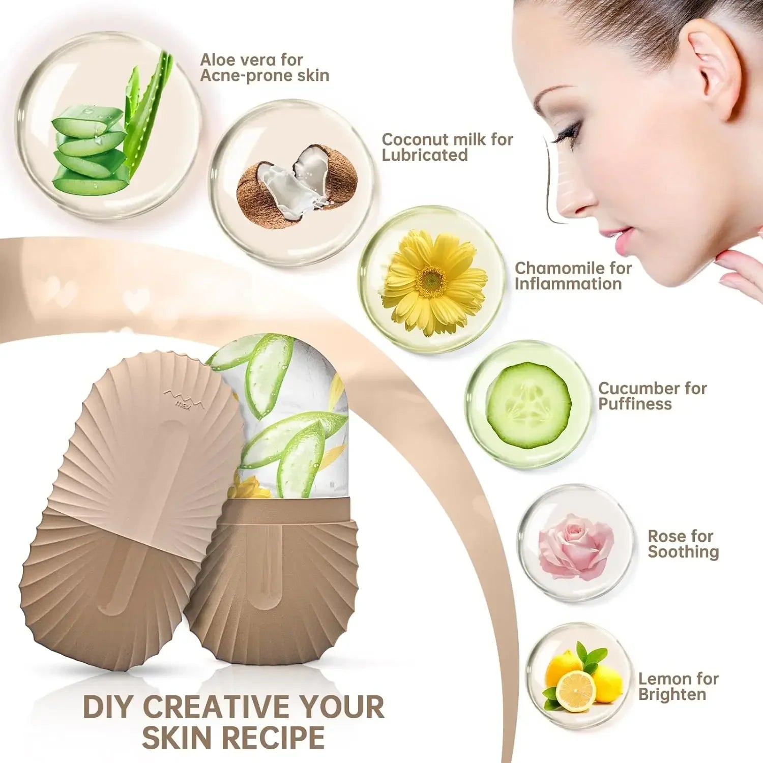 Ice Face Roller Ice Cube Beauty Massage Silicone