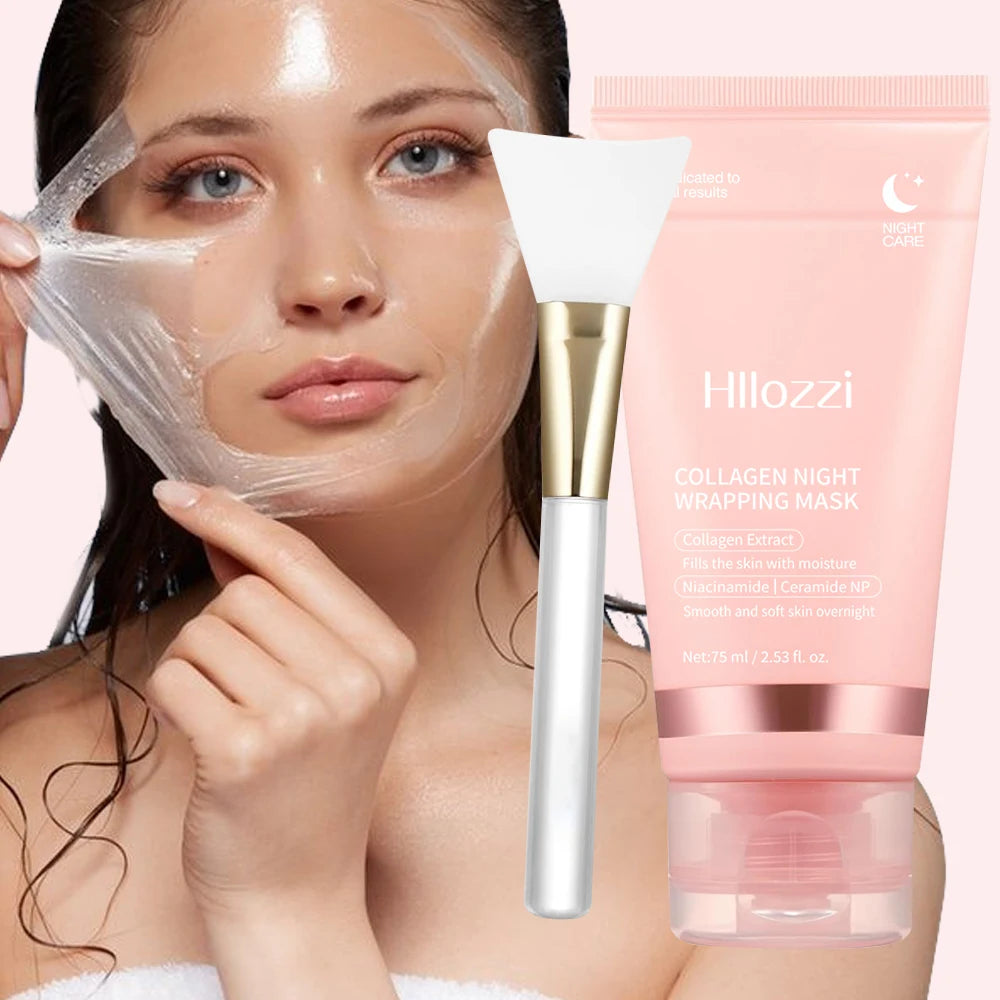 Collagen Overnight Wrap Mask with Jelly Brush Deep Hydrating Moisturizing
