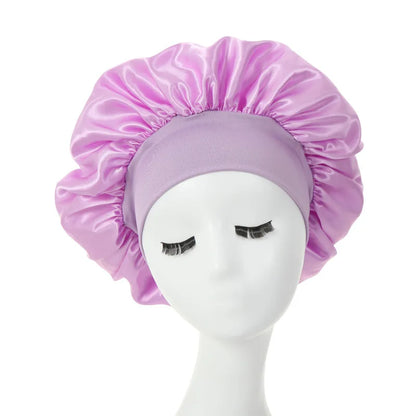 Women Night Sleep Hair Caps. Silky Bonnet Satin Double Layer Adjust Head Cover