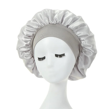 Women Night Sleep Hair Caps. Silky Bonnet Satin Double Layer Adjust Head Cover