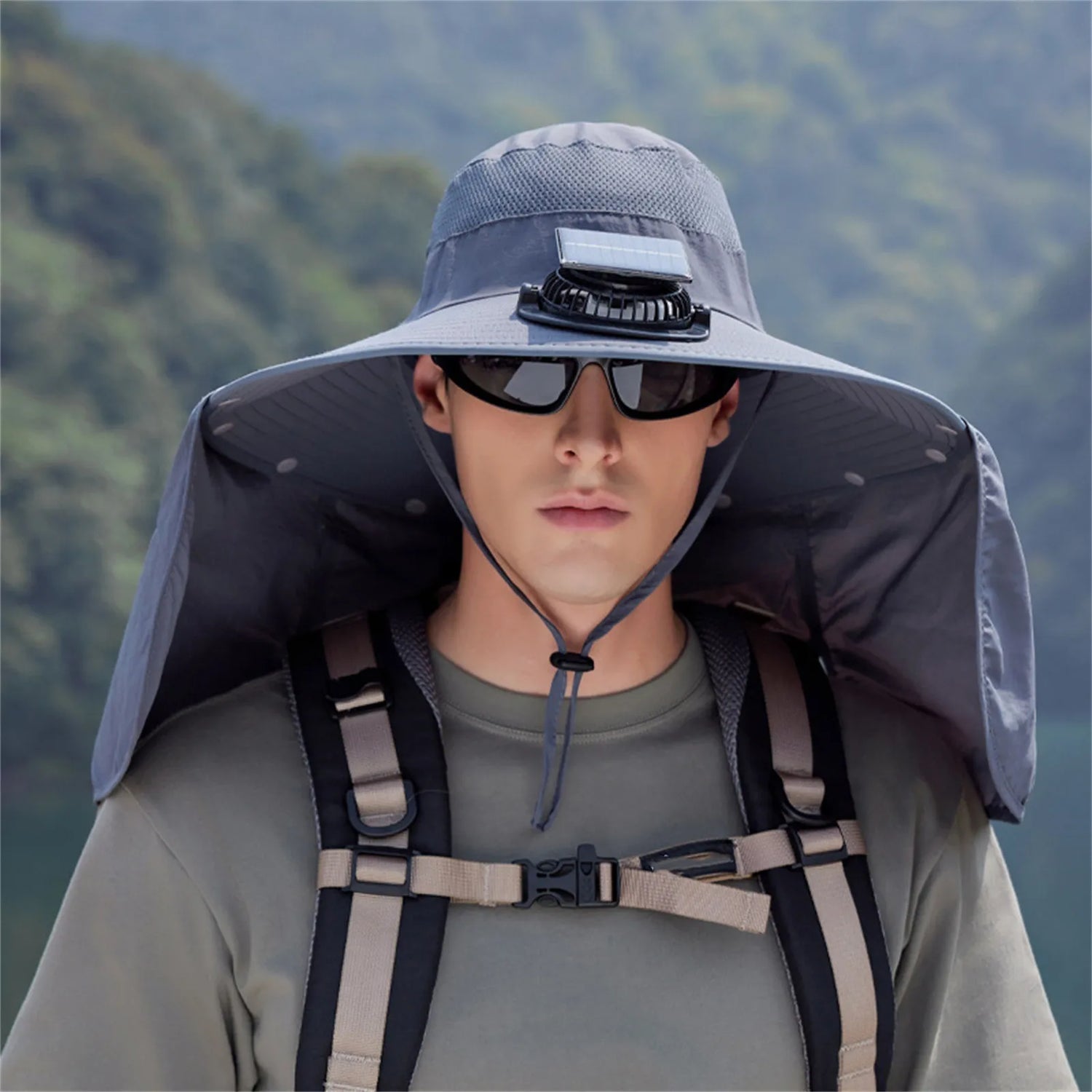 Solar Powered Cooling Fan Sun Hat Adjustable