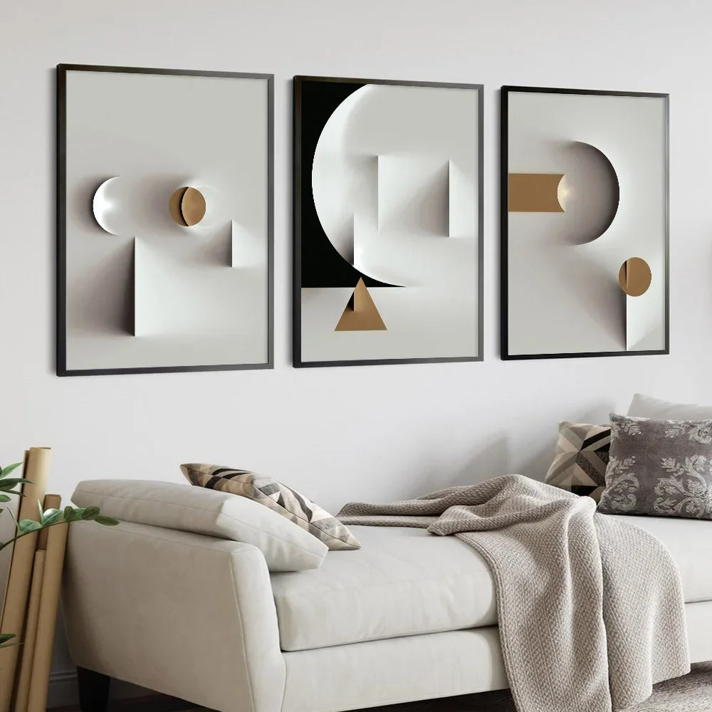 Geometric Black &amp; White Wall Art