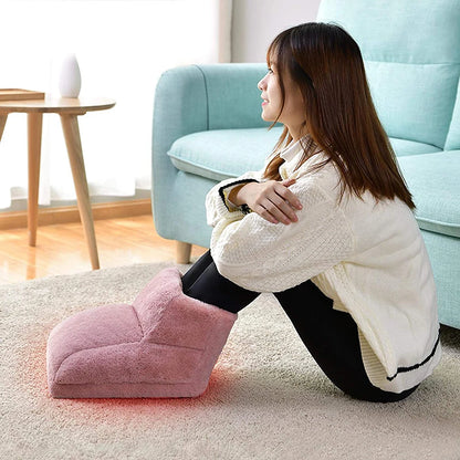 Electric Foot Warmer Feet Heating Slippers USB Charging Fleece Warm Foot Cover Wearable Shoes Heating Pad For Home Office Unisex